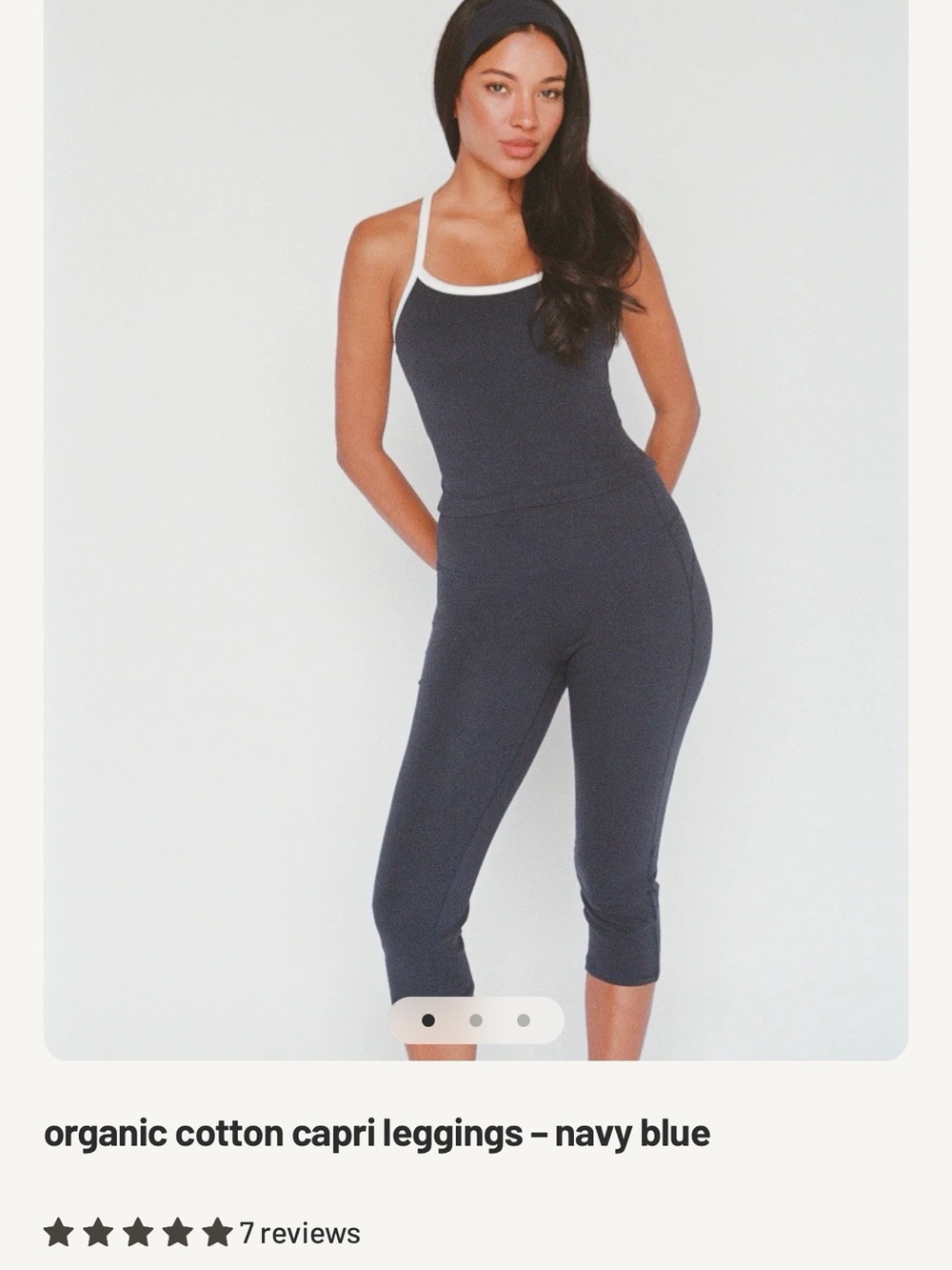 Layere Organic Cotton Navy Blue Capri Leggings Size M BRAND NEW